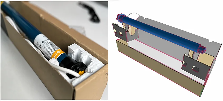 Corrugated packaging solution developed by DS Smith and SOMFY to replace EPS inserts for roller shutter motors