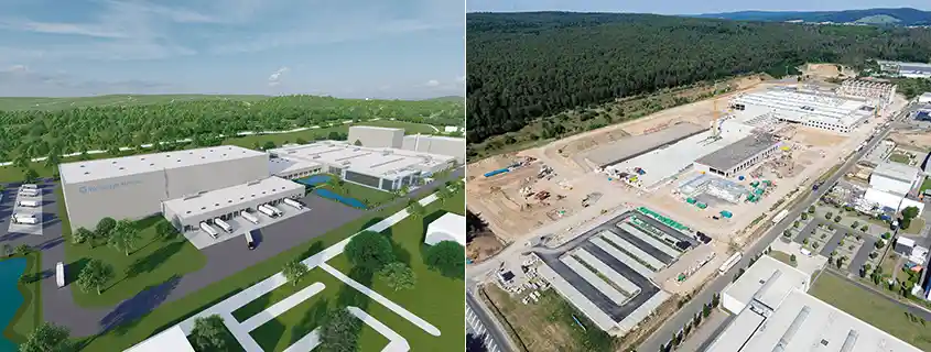 Vision and reality: Palm’s new box plant in Alzenau/Germany, developed and designed by BHM INGENIEURE, is currently under construction. © BHM/Palm Palm’s new box plant in Alzenau/Germany