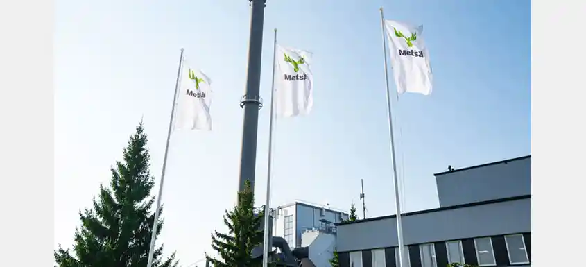 Metsä Tissue production site with company flags