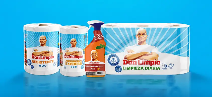 Don Limpio tissue products marketed in Spain through the partnership between Navigator and P&G