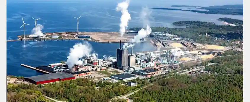 Aerial view of Stora Enso’s Skutskär pulp mill in Sweden