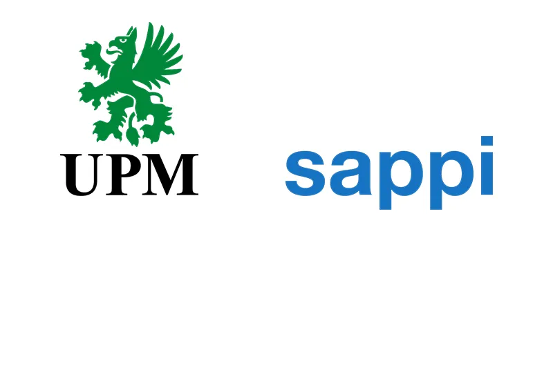 UPM and Sappi logos displayed following the signing of a definitive agreement for a European graphic paper joint venture