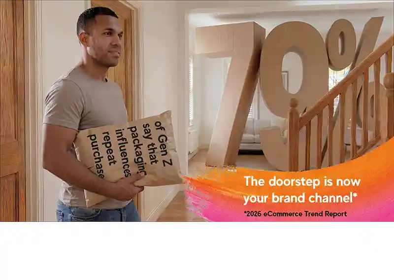 Consumer receiving an eCommerce delivery as Mondi research highlights the impact of packaging on repeat purchases and customer loyalty
