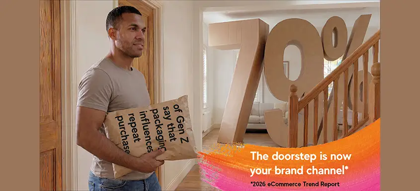 Consumer receiving an eCommerce delivery as Mondi research highlights the impact of packaging on repeat purchases and customer loyalty