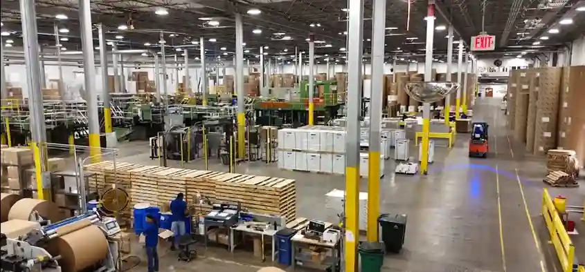 Automated packaging and warehouse operations at an Atlantic Packaging facility